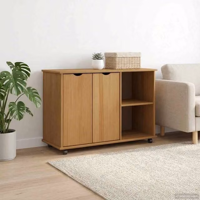 Mobile con ruote vidaXL in legno color marrone miele L/P/H: 100 x 39 x 65,5 cm