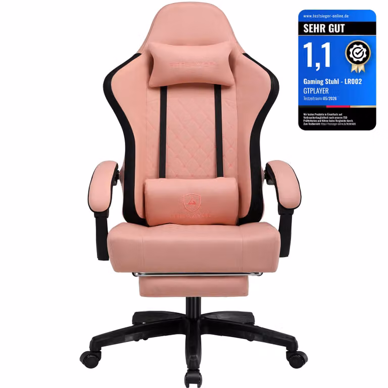 GTPLAYER sedia da gioco Poltrona ergonomica da gioco Sedia da scrivania Sedia da corsa per PC gamer con superficie in tessuto, cuscino di seduta in piuma con poggiapiedi arancione