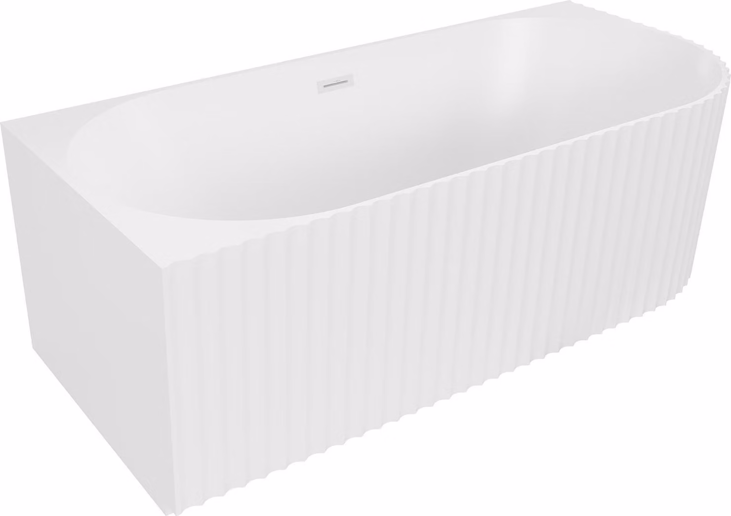 Mexen Gia vasca da bagno freestanding angolare rigata sinistra 170 x 80 cm, bianca opaca, troppo pieno bianco - 52701708001L-20