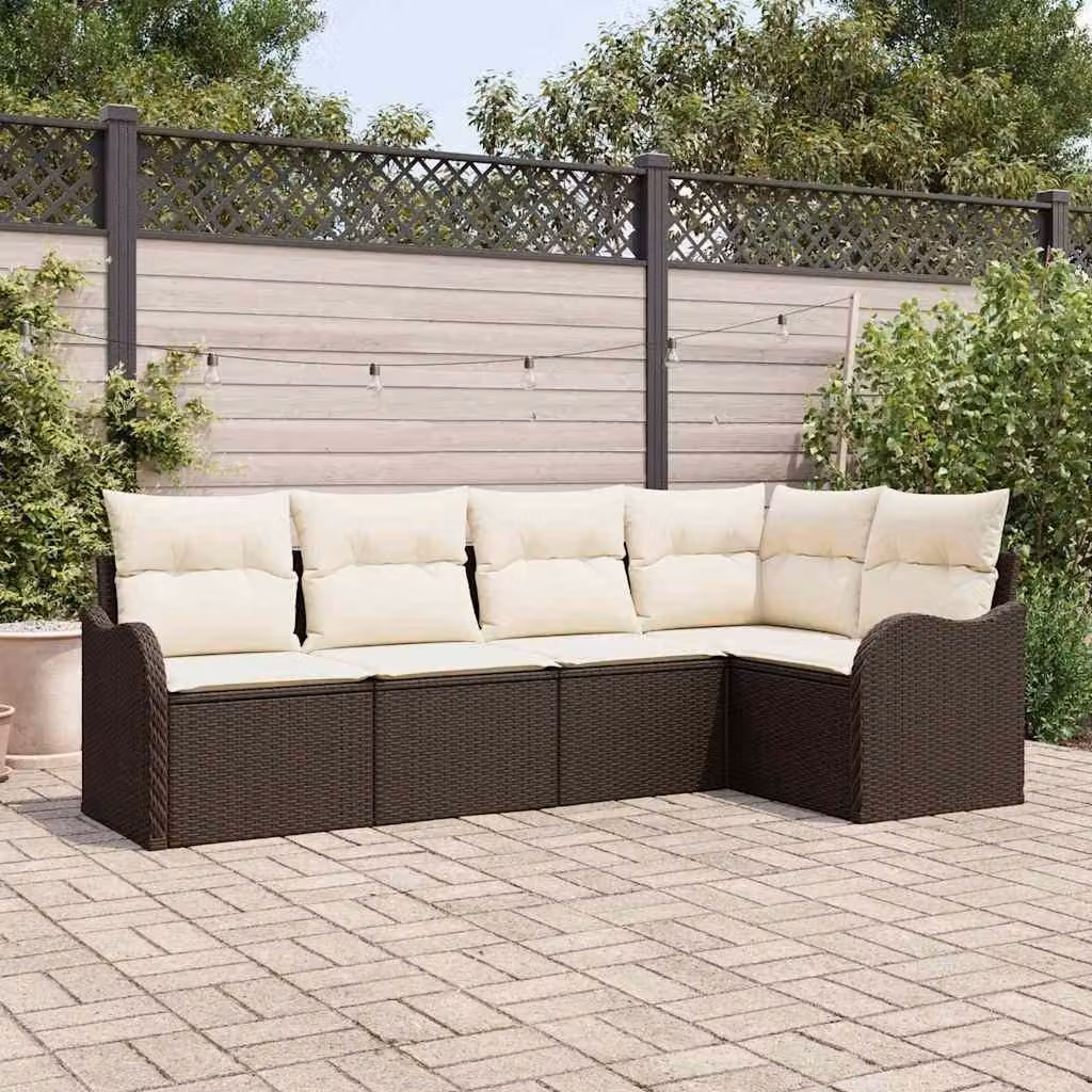 Maison Exclusive - Set Divano da Giardino 5 pcs Marrone polyrattan