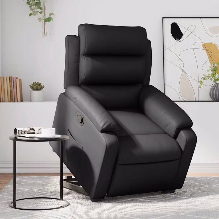 Poltrona Alzapersona Reclinabile vidaXL in Similpelle Nera con Assistenza Elettrica
