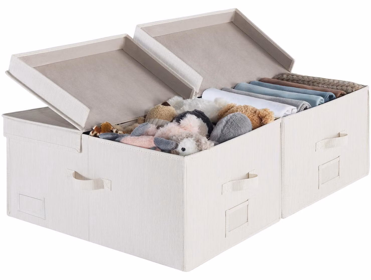 Contenitori di stoccaggio extra grandi con coperchio, capacità 55 litri, confezione da 2 pezzi