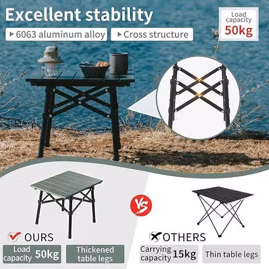 Tavolino in alluminio per picnic, vassoio da balcone, pieghevole, 40,5 x 29 x 30,5 cm.