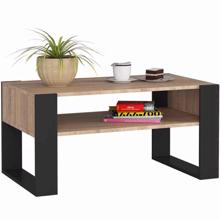 Akord Tavolino Da Salotto Domi Rovere Sonoma/Nero 92X53X45 Cm