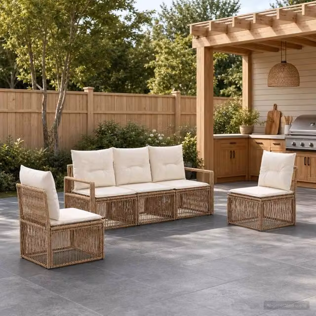 Set Divano da Giardino 5 pz Beige polyrattan 3435669