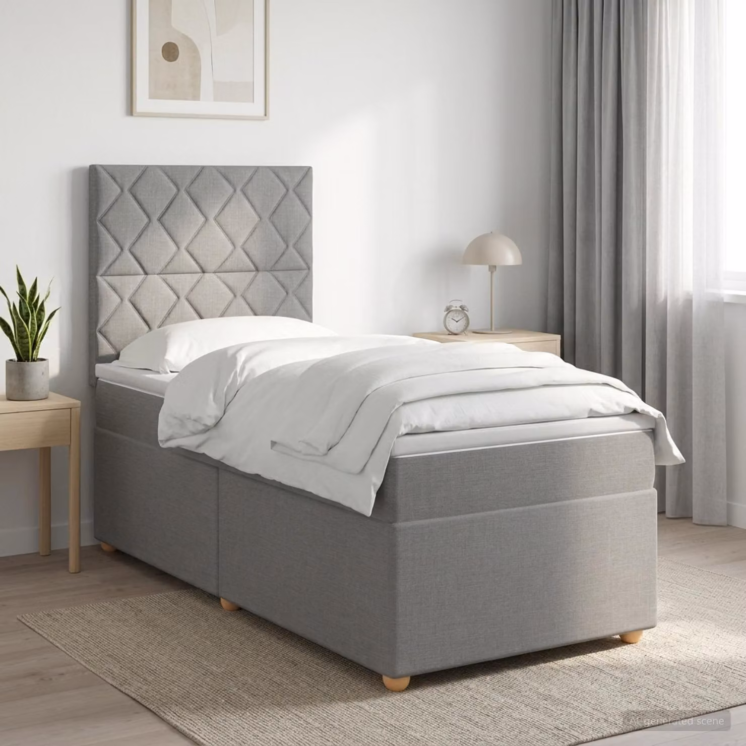 Letto box spring con materasso ibrido vidaXL Grigio Chiaro 90 x 200 cm