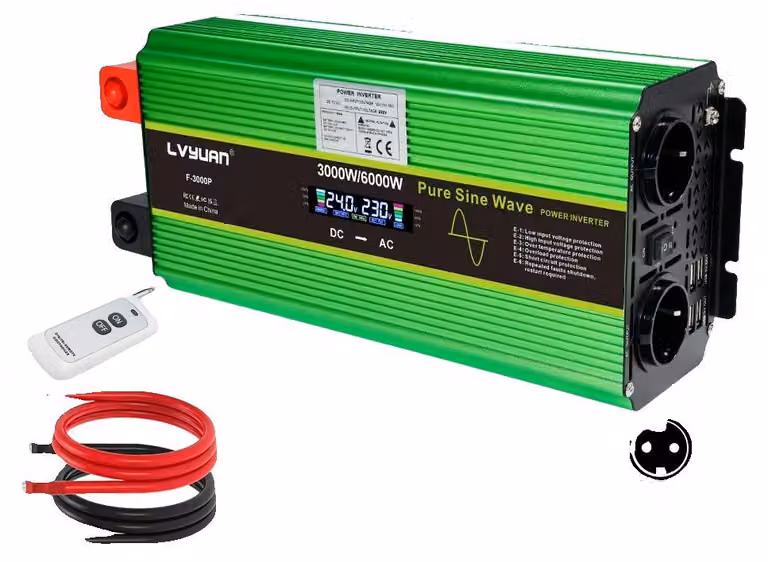 Inverter a onda sinusoidale pura, potenza 4000 W, compatibile con le prese UE, 24 V 6000 W UE