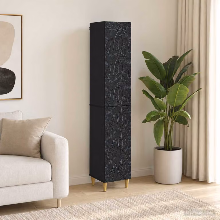 Set di 2 armadi moderni vidaXL in legno ingegnerizzato nero opaco con ante a battente e ripiani interni