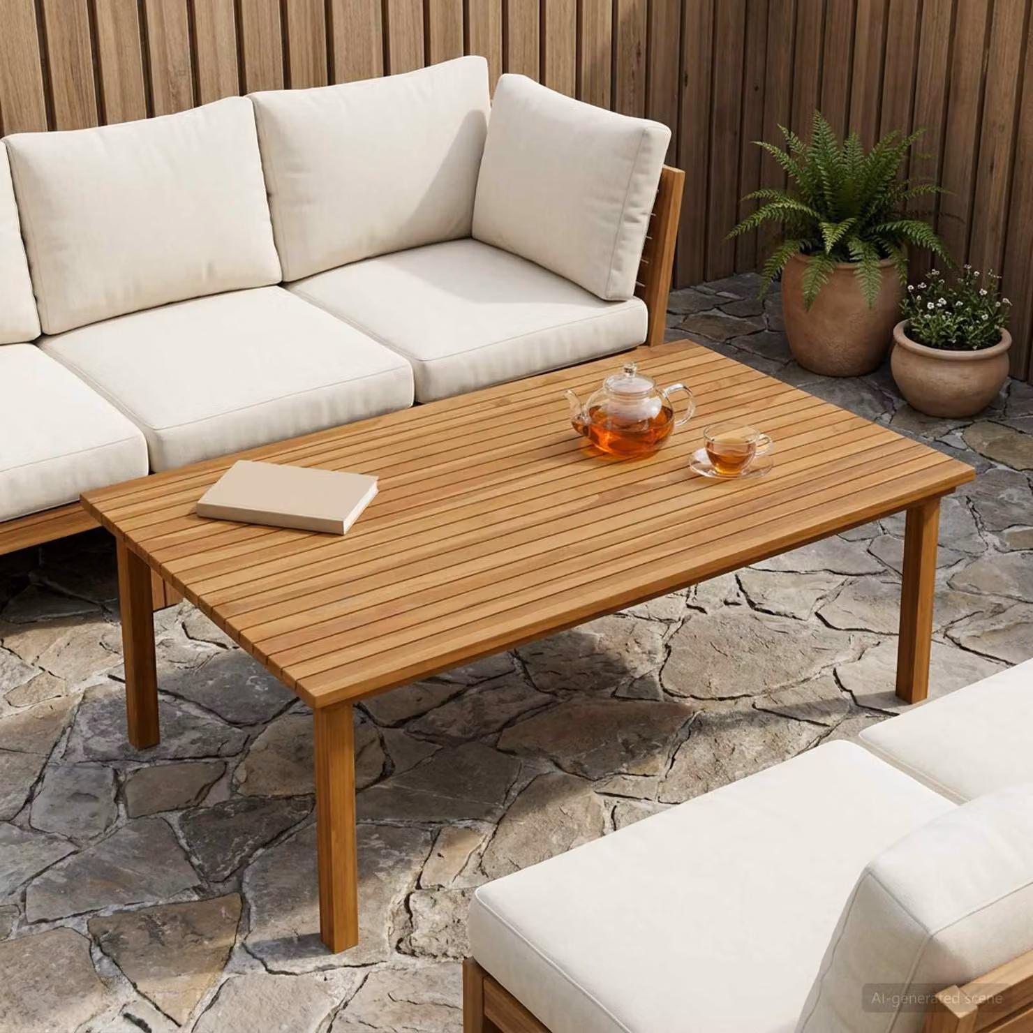 Piano del tavolo rettangolare vidaXL in legno di teak marrone L: 120 cm, P: 70 cm, H: 3,5 cm