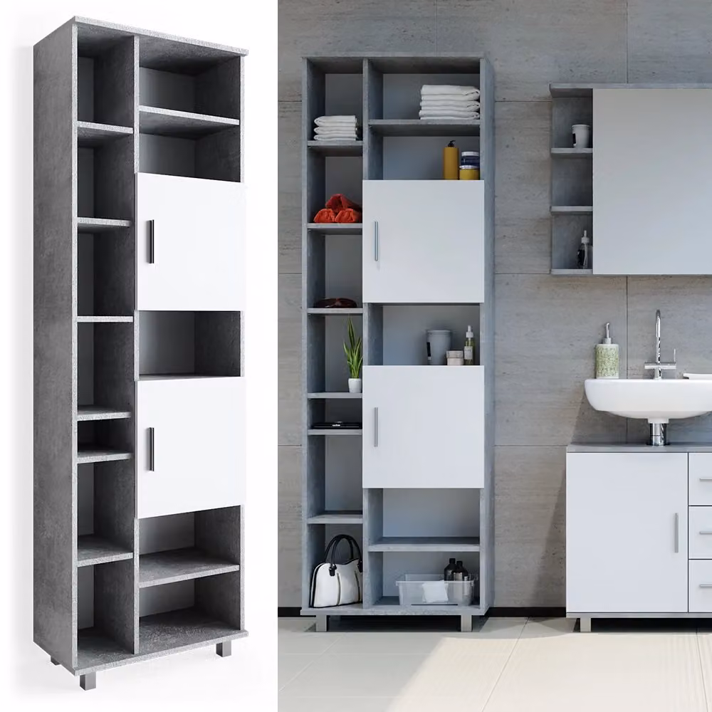 Mobile bagno alto Ilias Vicco colore grigio effetto calcestruzzo L/P/H: 60 x 39,47 x 190 cm – 2