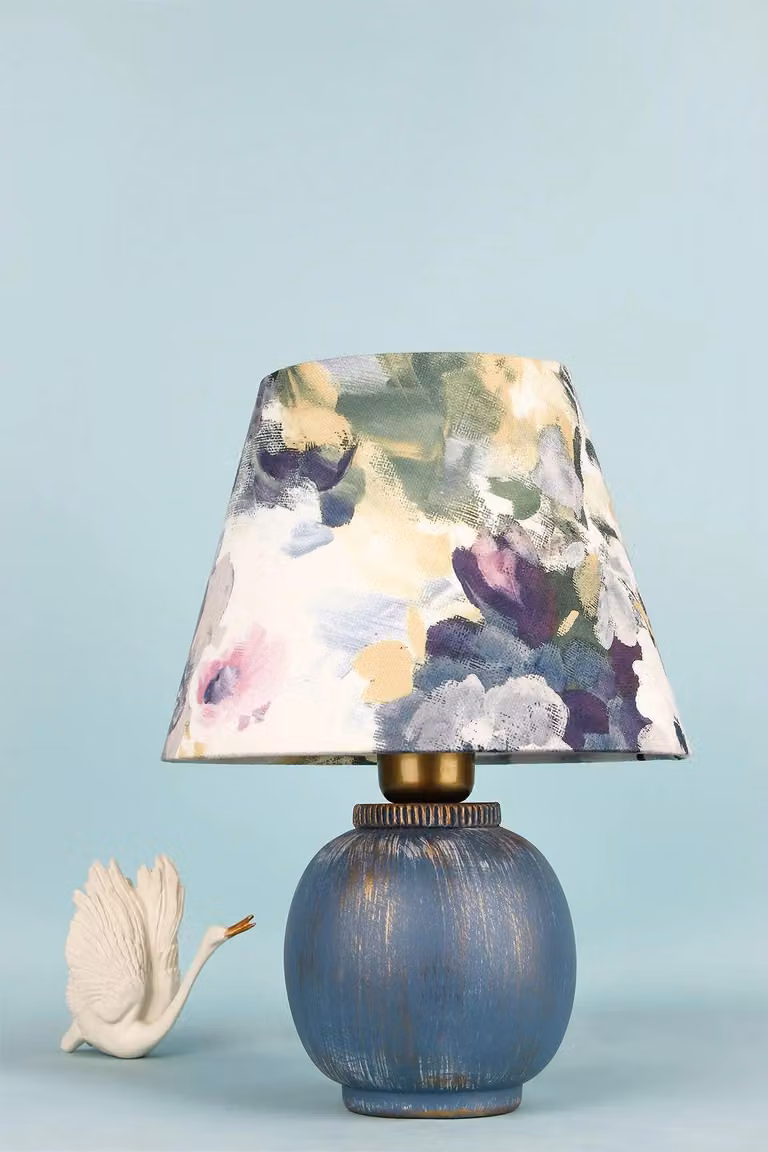 Opviq, lampada da tavolo di alta qualità, corpo in Vetroceramica, blu navy, Ø 25 x h 20 cm, altezza: 35 cm, cavo: 150 cm, attacco E27, max 40 W, IP20, ideale per interni moderni e design in stile impressionista.