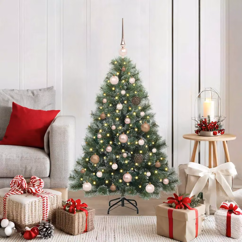 Albero di Natale artificiale vidaXL verde con 150 LED luce bianca calda in PE e PVC, Altezza: 120 cm