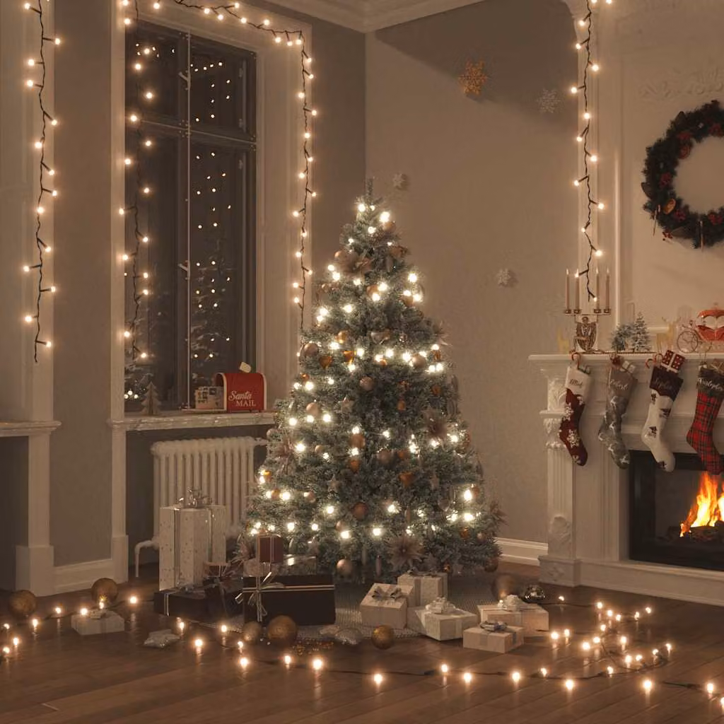 vidaXL Stringa di Luci con 400 LED, 40 m, Bianco Caldo, 8 Effetti Luce – 1
