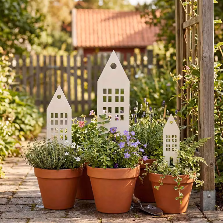 Set di 3 pali da giardino vidaXL in metallo bianco, L/P/H: 41 x 10 x 0,08 cm