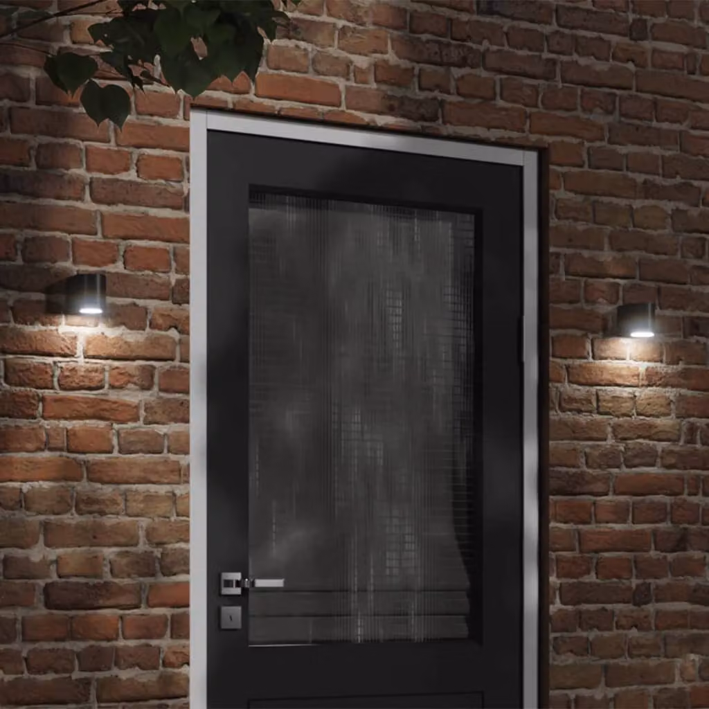 Applique da esterno vidaXL in alluminio e vetro nera con illuminazione up-down e protezione IP44