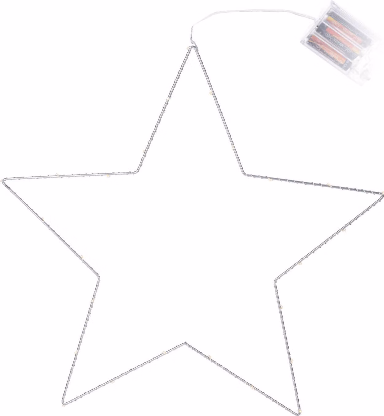 Stella illuminata in argento con 25 LED - Ø 45 cm - funzionamento a batteria