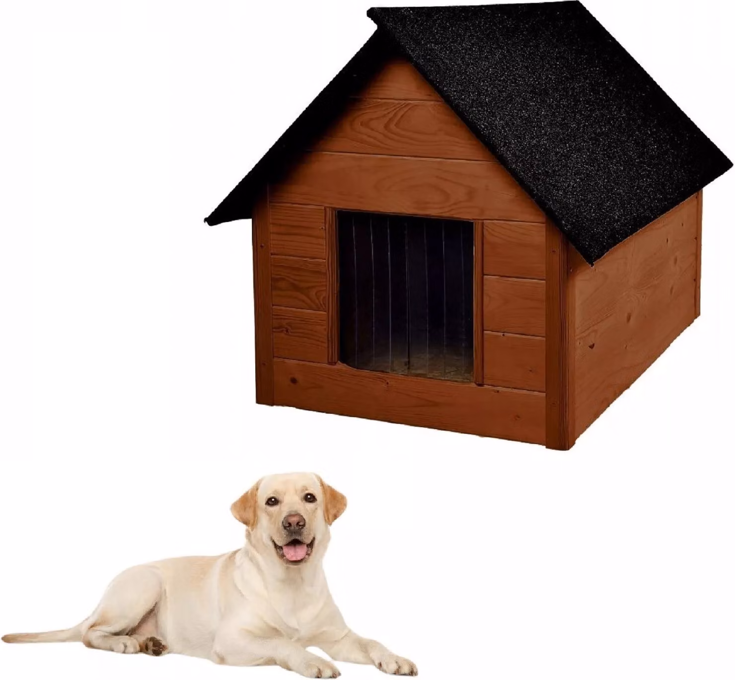 QLS Cuccia in legno per cani 101x69 cm isolata in palissandro marrone resistente all'inverno per esterni 10990