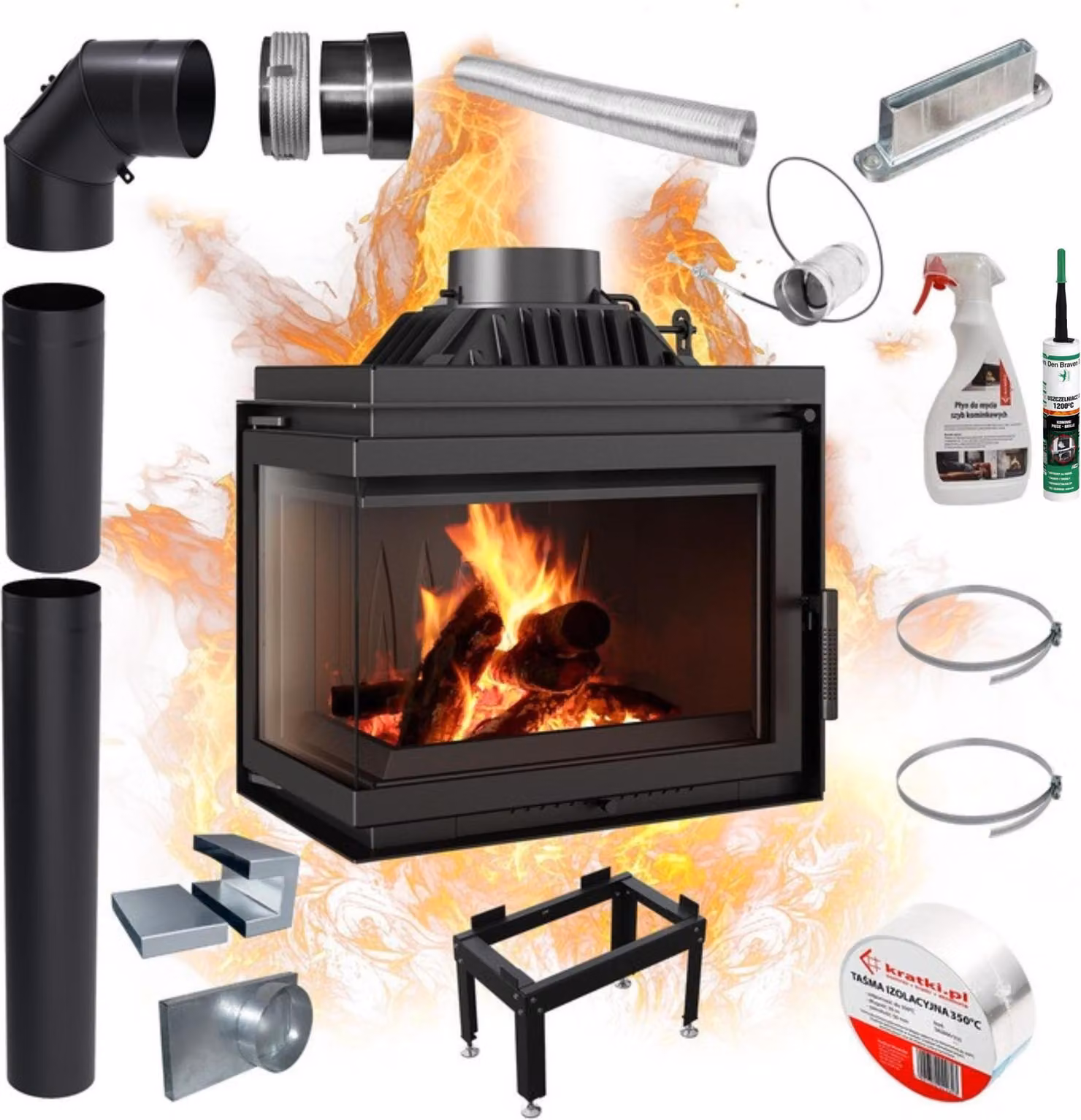 Inserto camino sinistro SIMPLE 8kW set di chiusura