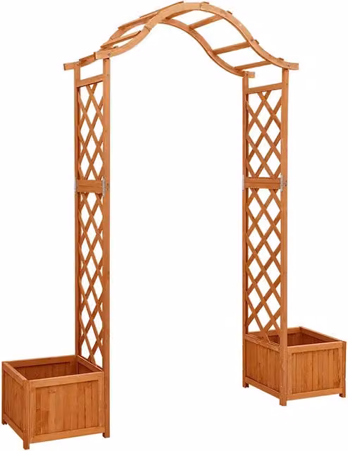 Pergola da Giardino in Legno di Abete con Fioriera, Marrone, L: 204 cm, P: 40 cm, H: 175 cm – 1