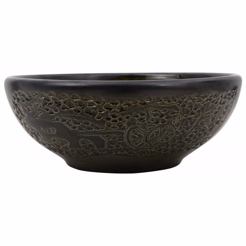 Lavabo da Appoggio Nero Rotondo Φ41x14 cm Vetroceramica