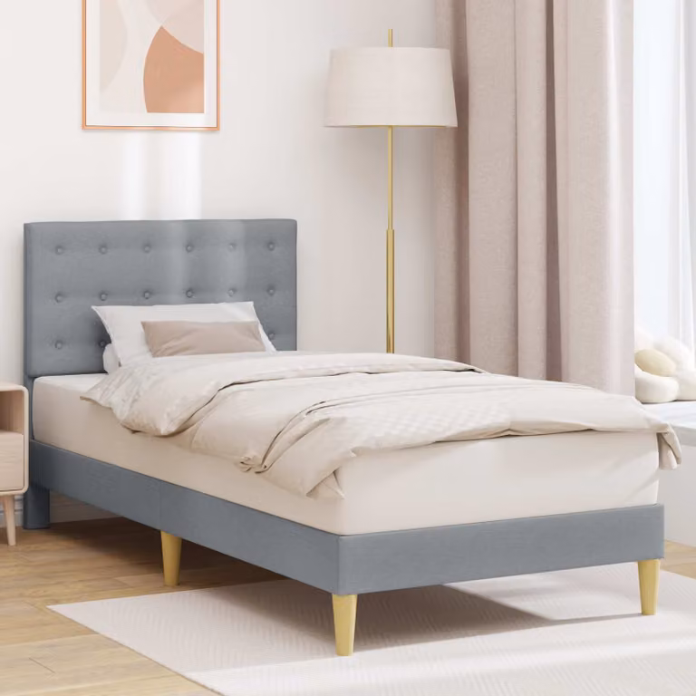 Struttura del letto vidaXL in tessuto grigio con telaio rigido L/P/H: 202 x 90 x 96 cm