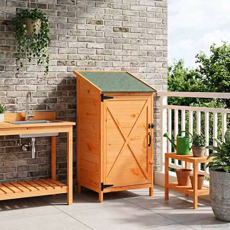 vidaXL Capanno da Giardino Moderno in Legno Marrone con Serratura e Ventilazione Laterale L/P/H: 59,5 x 56 x 113,5 cm