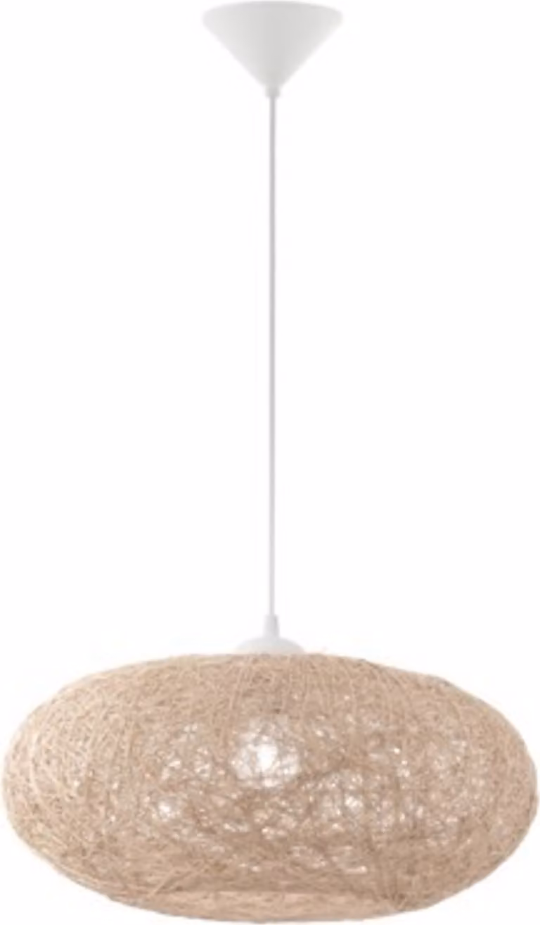 Lampadario A Sospensione Classico Campilo Policarbonato Bianco Beige 1 Luce E27