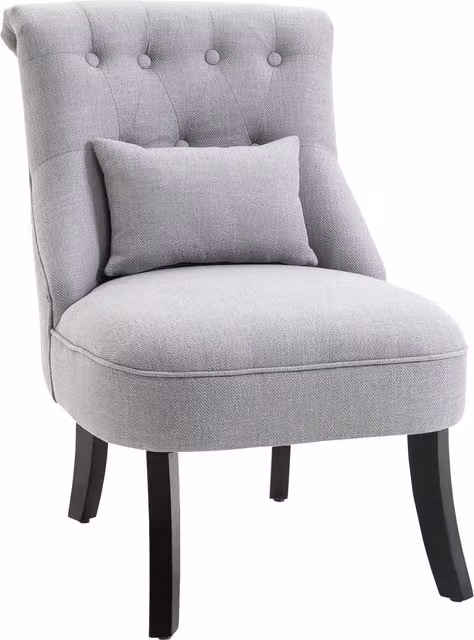 Poltroncina da salotto HOMCOM in tessuto effetto lino grigio con gambe in legno e braccioli in stile vintage