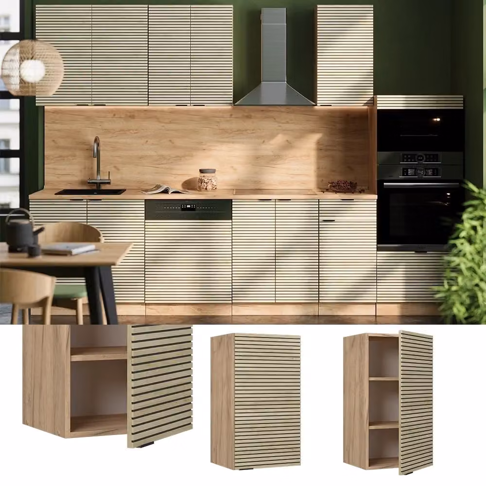 Pensile da cucina Vicco Fame-Line in rovere dorato con ante a battente e finitura opaca L: 40 cm – 2