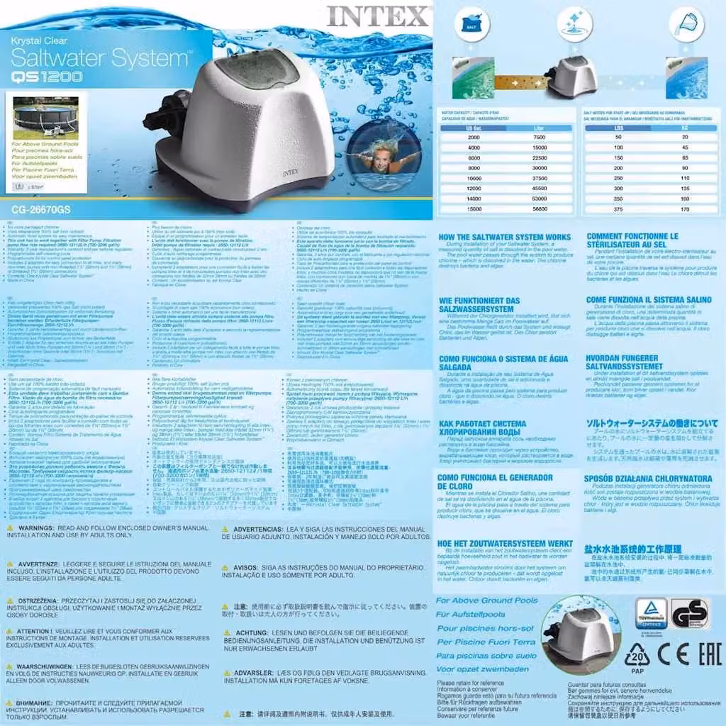 Sistema di elettrolisi per acqua salata Intex Krystal Clear ECO 26670GS 90792 colore bianco – 2