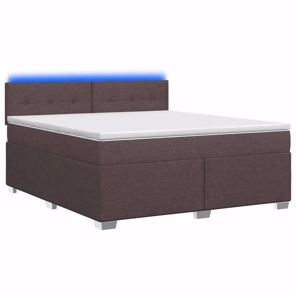 Letto Box Spring vidaXL con Materasso Ibrido, Illuminazione LED e Porta USB, Marrone e Bianco, 140 x 200 cm – 2
