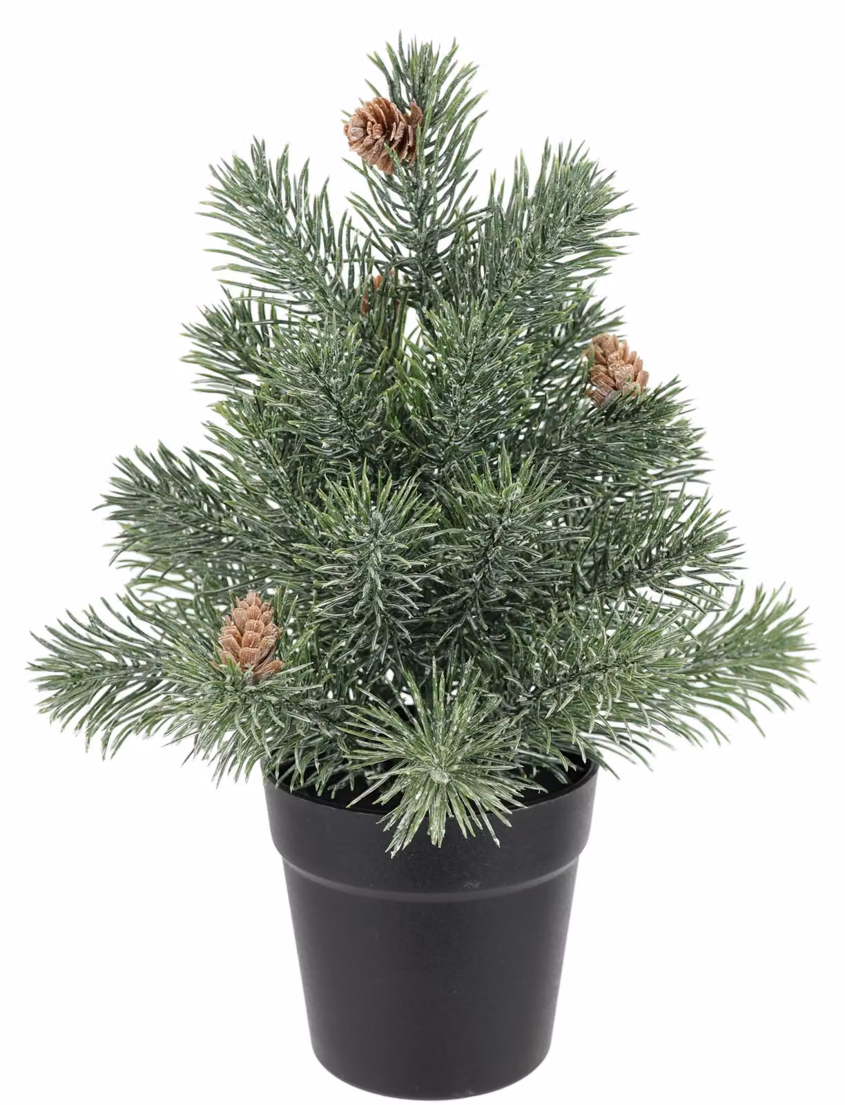 Albero di Natale artificiale in miniatura con pigne, in vaso, altezza 32 cm. Decorazione natalizia