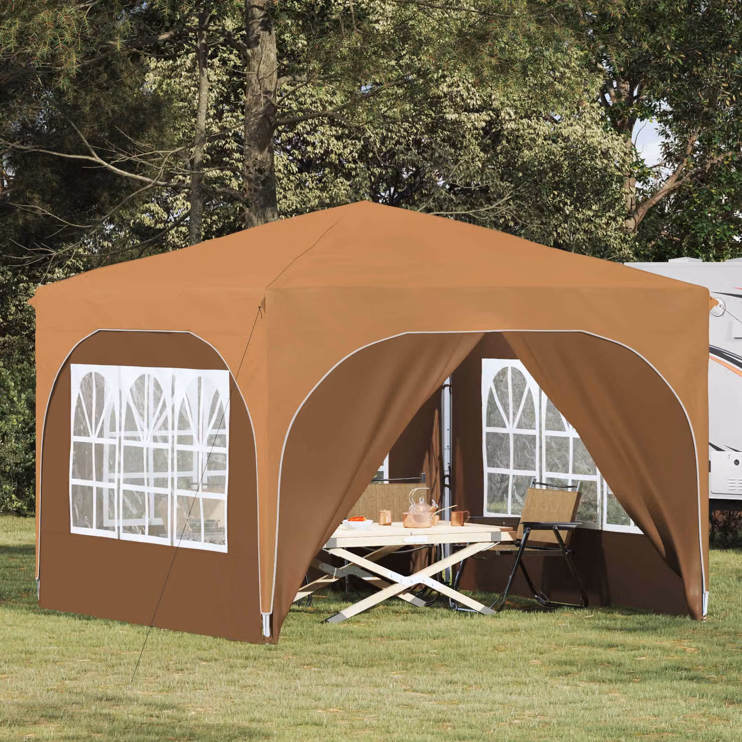Tenda per feste a pop-up vidaXL Beige L 290 x P 290 x H 245 cm