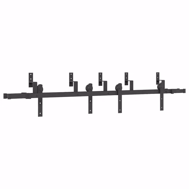 Kit di Binari per Porte Scorrevoli vidaXL in Acciaio Inox Nero Opaco 200 cm