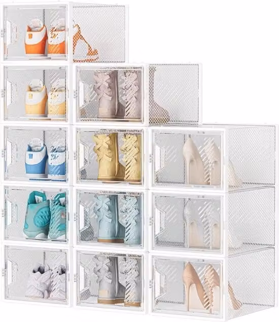 Set di 12 Contenitori Translucidi per Scarpe fino al Numero 46