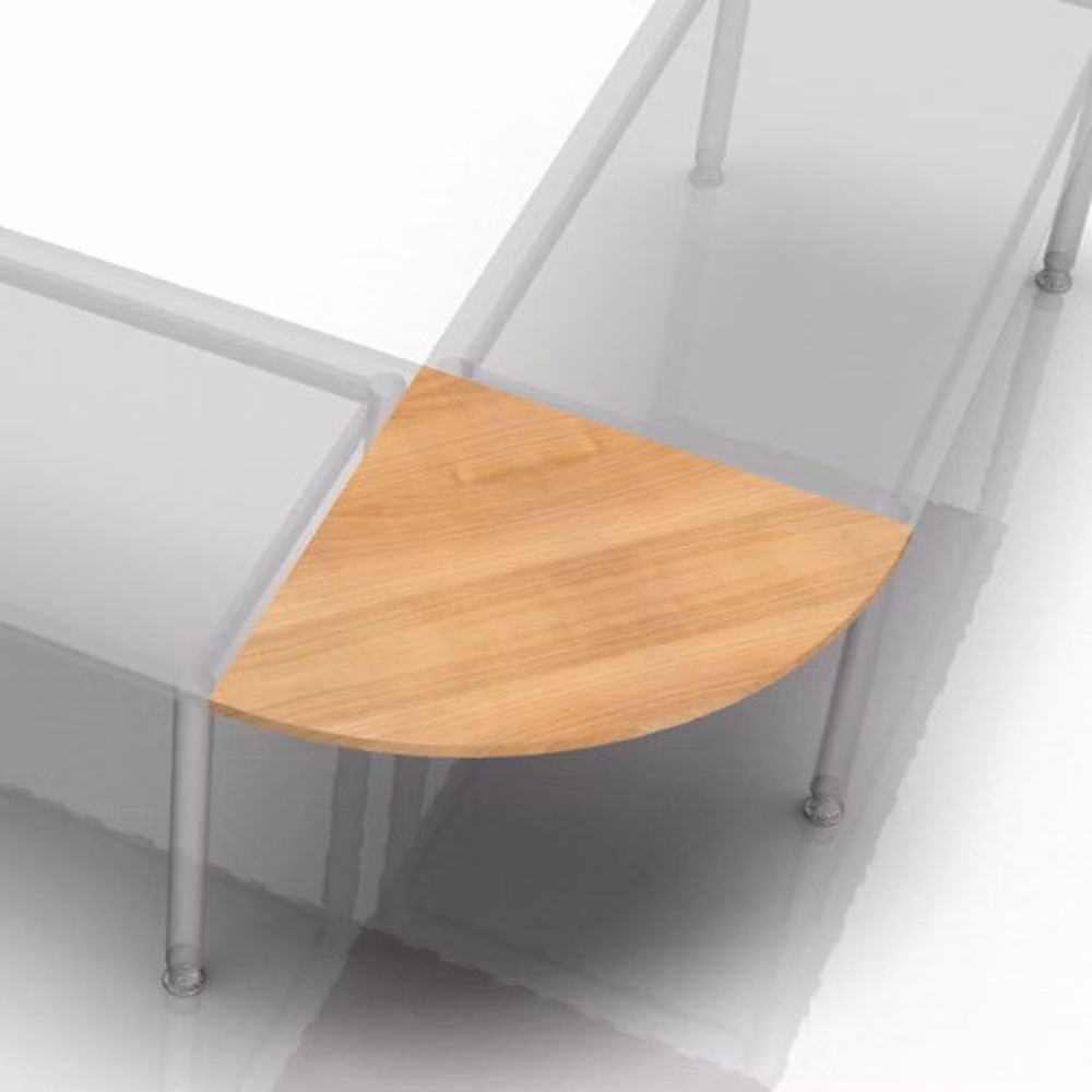 XBE91 W - Angolo a 90 gradi, forma circolare, 80x80, noce