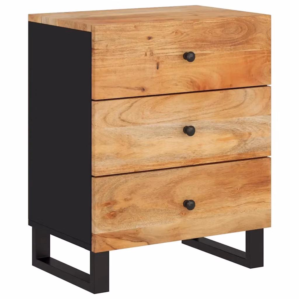 Comodino in legno di acacia e metallo stile industriale vidaXL marrone L: 50 cm, P: 33 cm, H: 62 cm – 2