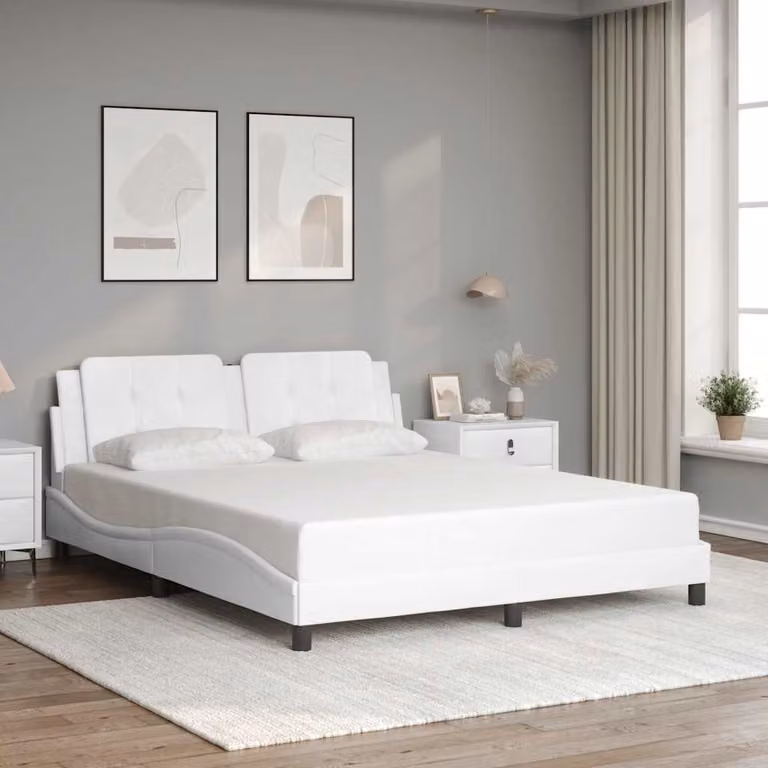 Giroletto senza materasso Zadar vidaXL in similpelle bianca, L/P/H: 200 x 160 x 165 cm