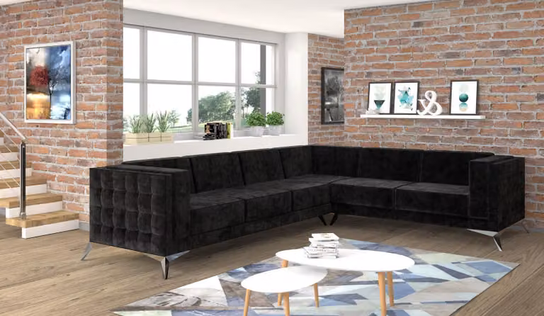 Ecksofa Chesterfield Sofa Polstergarnitur Couch Wohnlandschaft L-Form Design