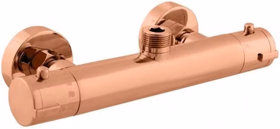 Miscelatore termostatico per doccia a parete in ottone oro rosa spazzolato - uscita alta