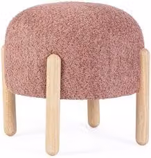 Sgabello Canyon Bizzotto in legno con rivestimento bouclé rosa
