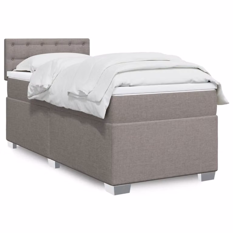 vidaXL Giroletto a Molle con Materasso in Tessuto Tortora L/P/H: 90 x 200 cm