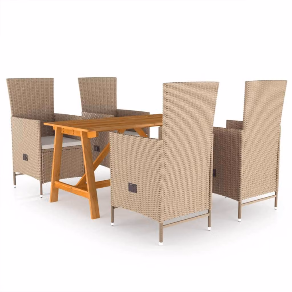 vidaXL Set da pranzo da giardino 5 pezzi Beige