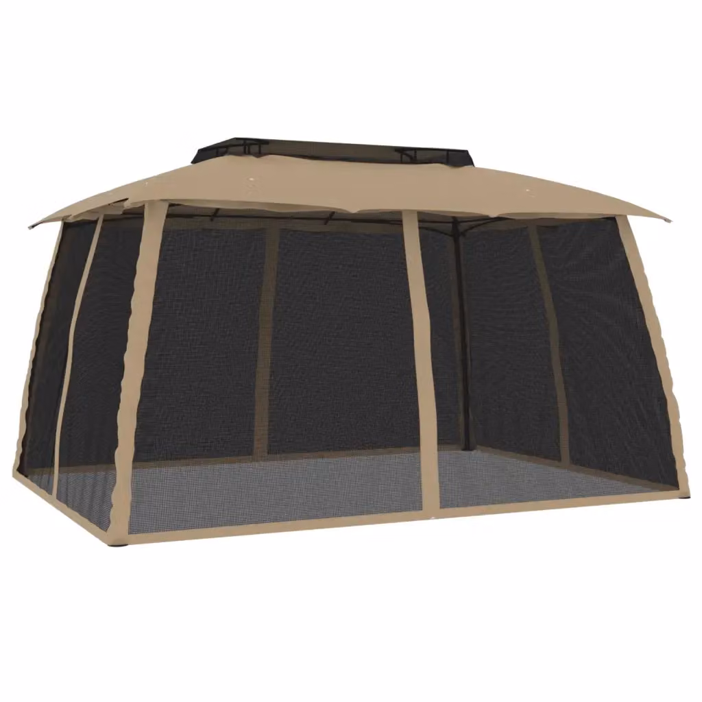 Gazebo Videx con Tetto a Capanna e Pareti con Finestra in Acciaio e Poliestere, Colore Antracite, L/P: 393 x 293 cm – 2