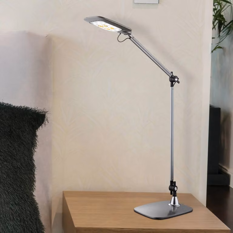 Globo Lampada da scrivania Pattaya, dimmerabile, Alluminio / Grigio / Zincato, Studio / Ufficio, Alluminio, Moderno, Lampada da tavolo LED