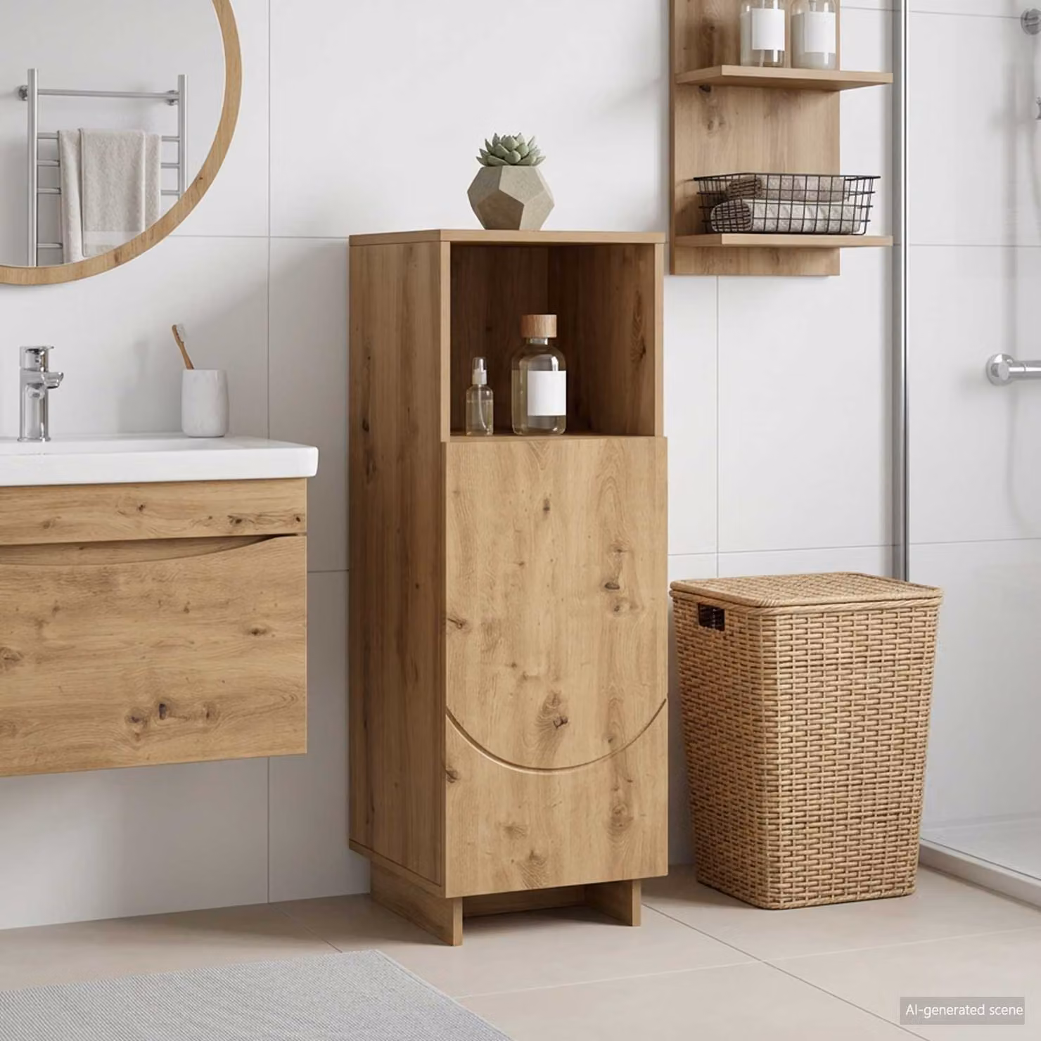 Mobile bagno vidaXL in rovere moderno con ante a cerniera, colore marrone, L/P/H: 36,5 x 38 x 95 cm