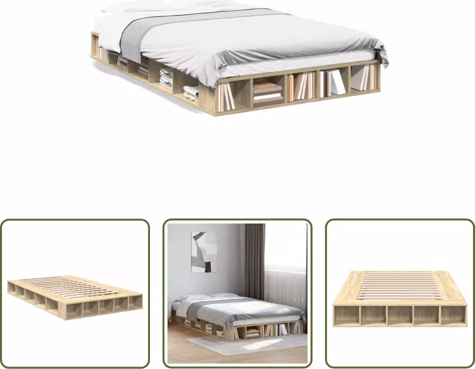 The Living Store struttura letto rovere Sonoma 120x200 cm materiale a base di legno