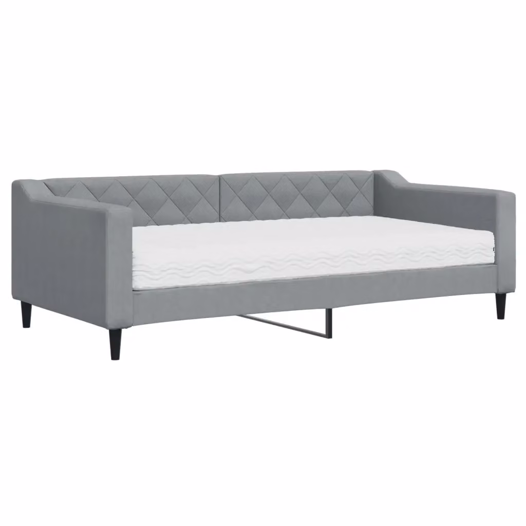 Divano Letto Moderno vidaXL in Tessuto Grigio con Materasso L/P/H: 90 x 190 x 67 cm – 2