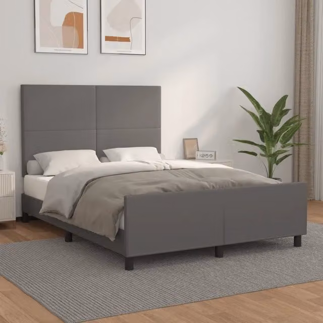 Letto con Testiera in Similpelle Grigio vidaXL L/P/H: 140 x 200 x 146 cm