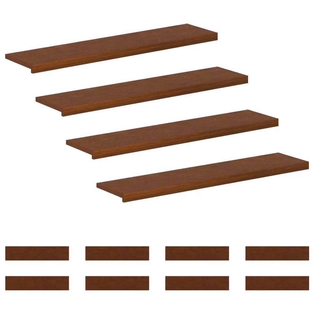 Set di 12 gradini per scale vidaXL in legno rovere marrone scuro lucido L: 120 cm, P: 25 cm, H: 2 cm – 2